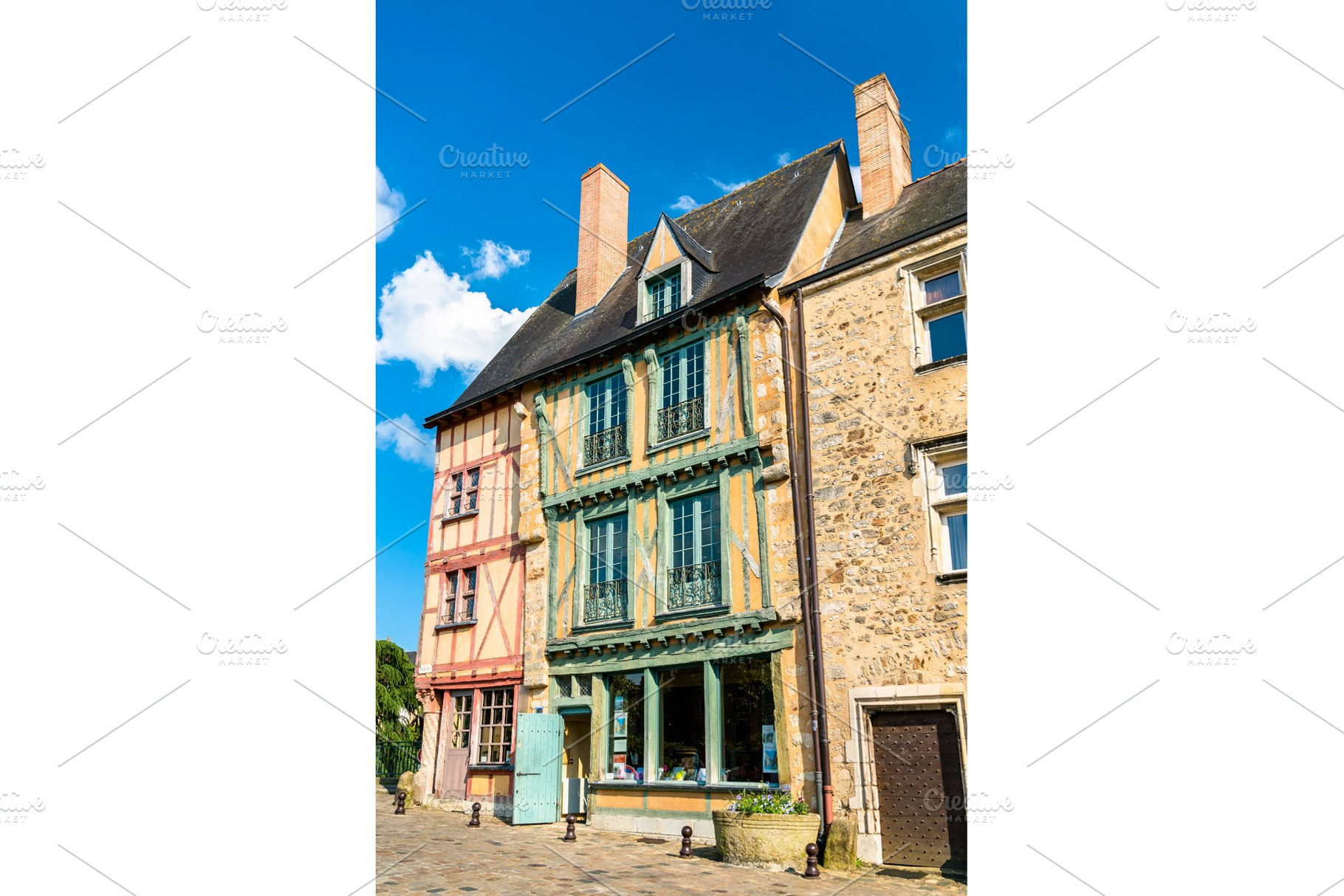 Traditional timbered houses in le containing mans, france, and house, an Architecture Photo by Leonid Andronov