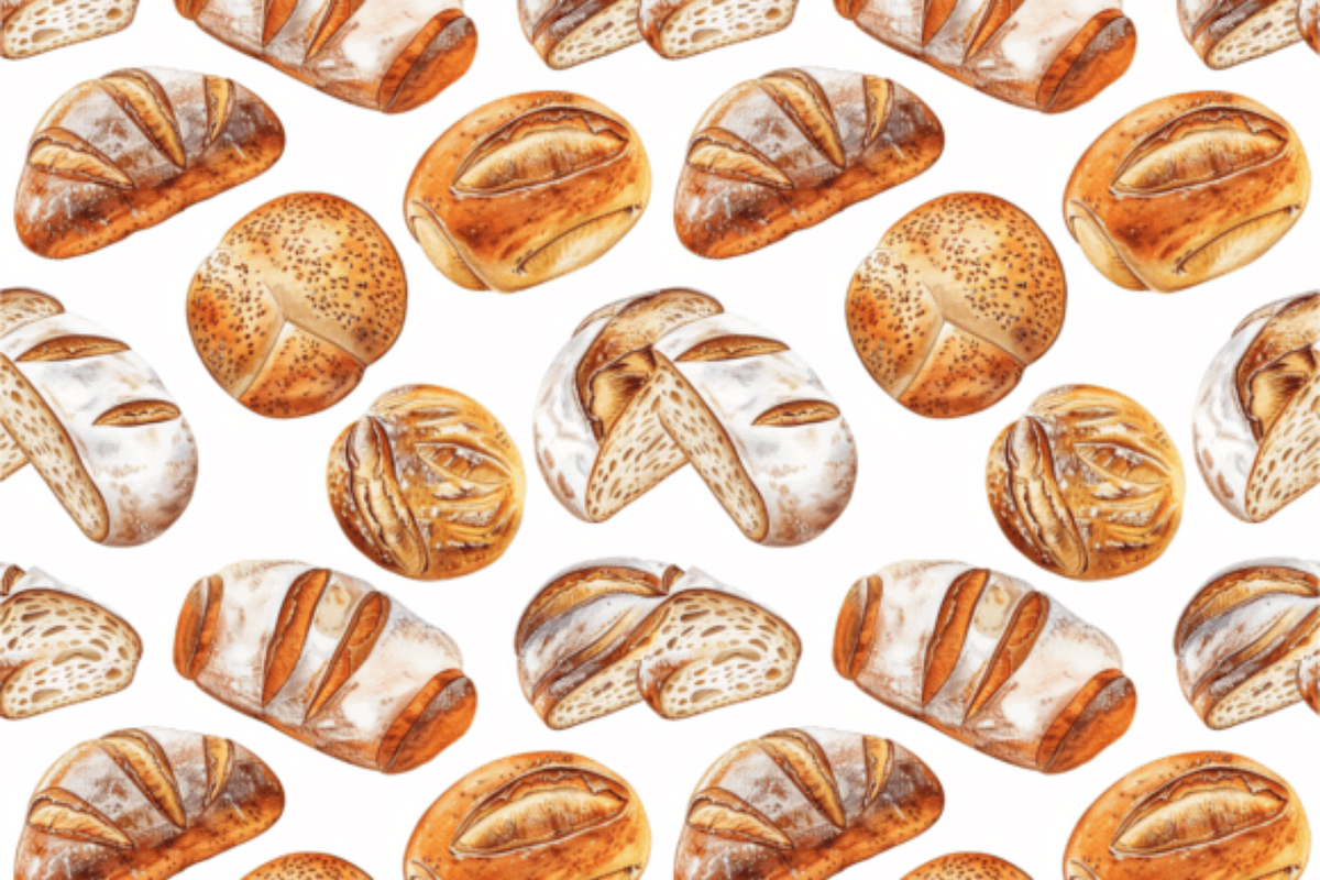 Seamless Watercolor Sourdough Bread, a Food Illustration by DigitalDesignCollect (Photo 2 of 3)
