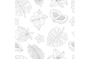 Tropical Plants and Flowers, an Illustration by TopVectors