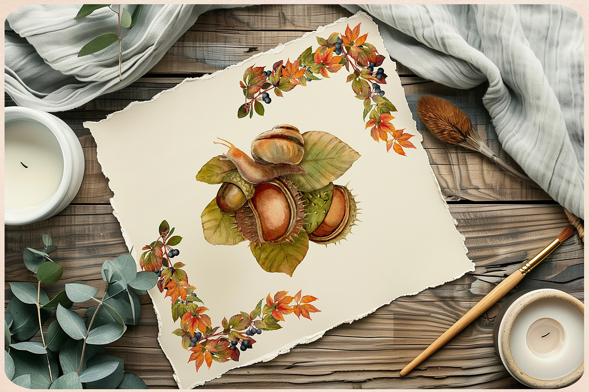 Fall Vibes watercolor floral clipart, an Illustration by Nadya Saen Art (Photo 15 of 15)