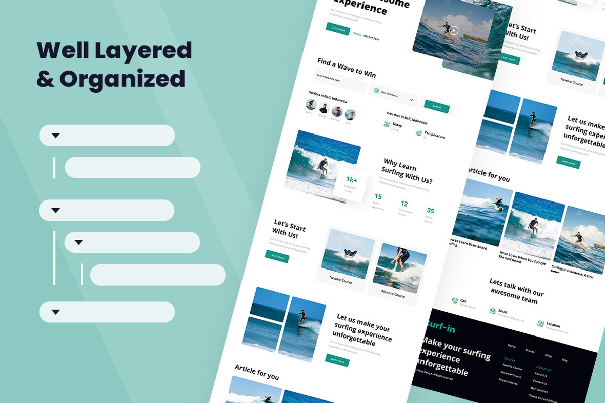Surfing Lessons Web Design, a Wireframe Template by INSPR STD (Photo 5 of 6)