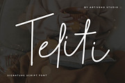 Teliti Signature Script, a Script Font by Artiveko (Thumbnail 1 of 7)