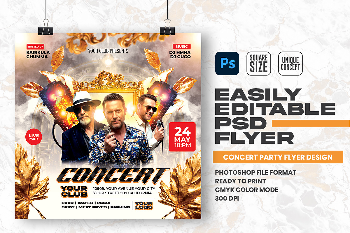 Song Concert Party Flyer Design, a Flyer Template by Shajib Shikder (Photo 1 of 2)
