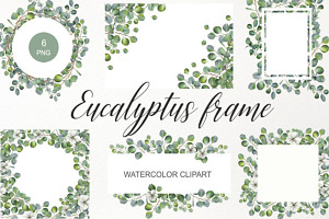 Watercolor Eucalyptus Frame Clipart