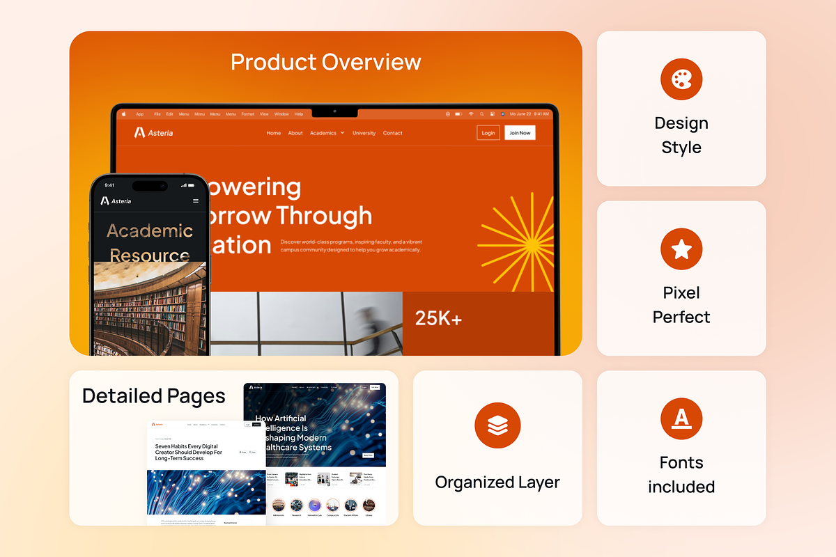 Asteria - Multipurpose Education Web, a Landing Page Template by Agensip Design Agency (Photo 3 of 10)