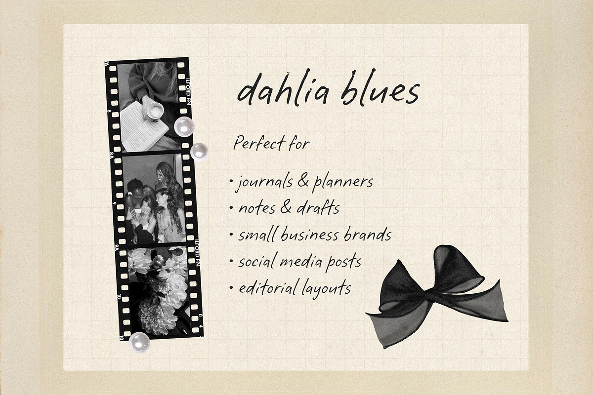 Dahlia Blues Handwritten Font, a Handwritten Font by Dina Mae (Photo 3 of 12)