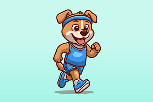 Running Dog Cartoon Character, an Animal Illustration by Gumrega Studio