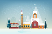 Winter, Christmas holiday cityscapes, a Decorative Illustration by Good Studio (Thumbnail 4 of 8)