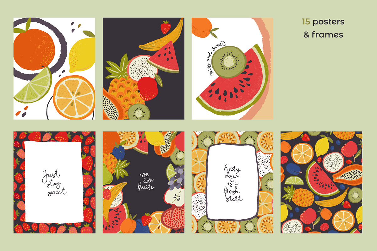 Fruits and Vegetables. Vector set, a Food Illustration by Molly art (Photo 4 of 13)