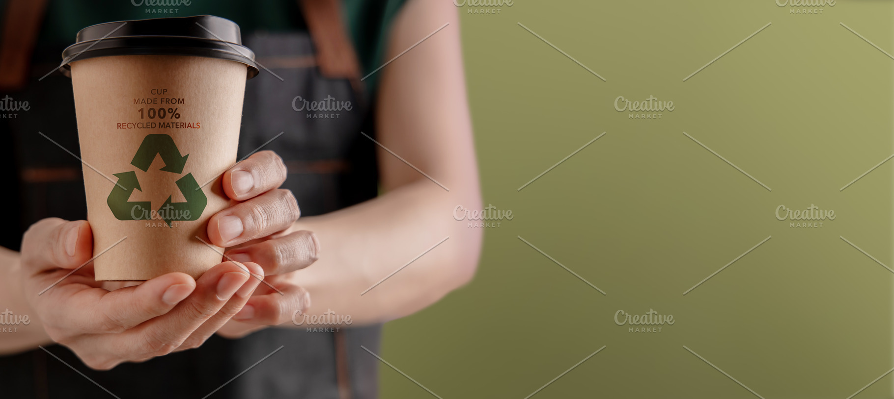Recycled Packaging Concept. Barista Holding a Hot Cup of Coffee., a Nature Photo by salmon.black