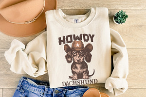 Howdy Dachshund Png, Western