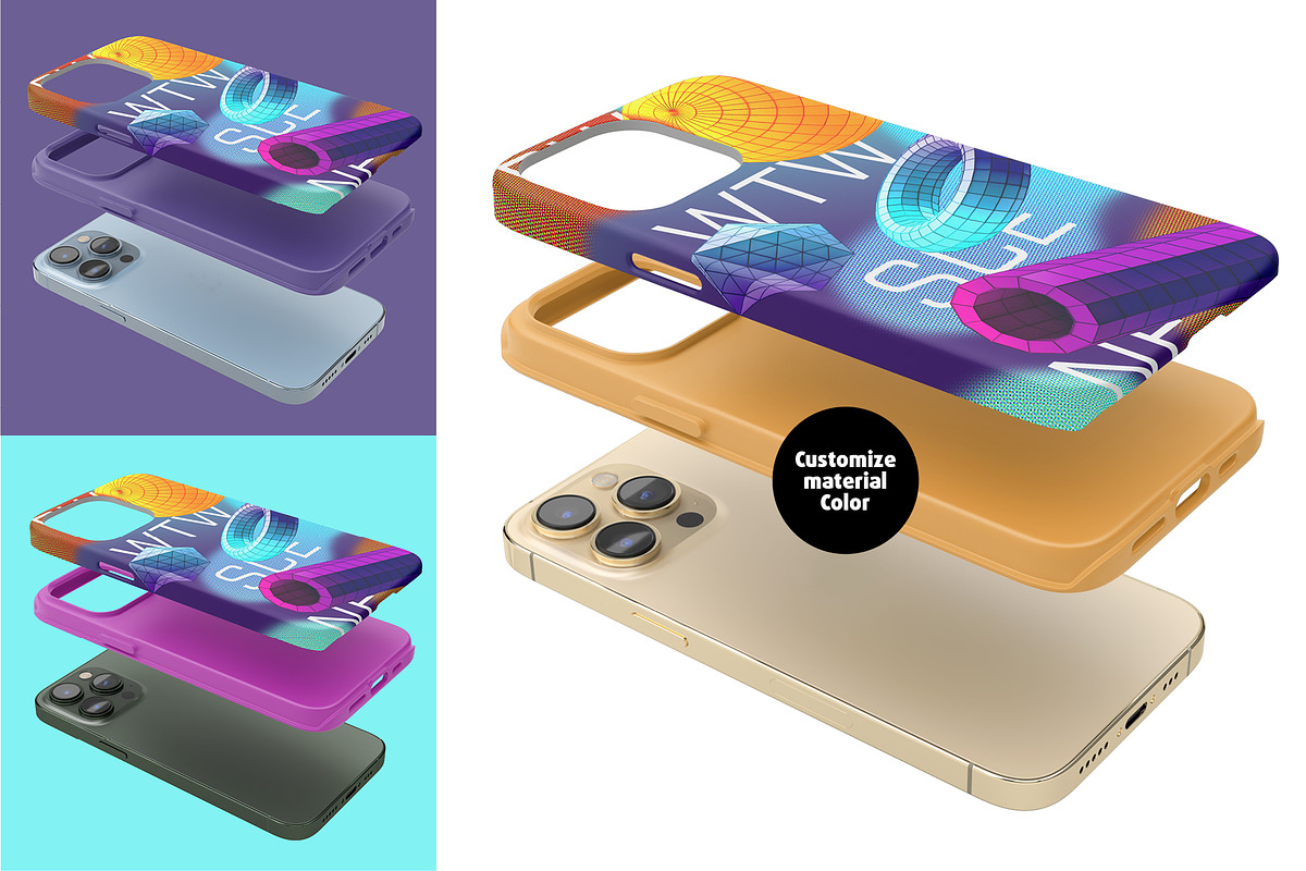 Phone 13 Pro Tough case Mock-up, an iPhone Mockup by Colatudo Store (Photo 5 of 10)