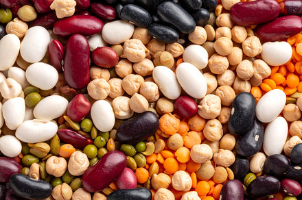 mixed legumes top flat view AI generated