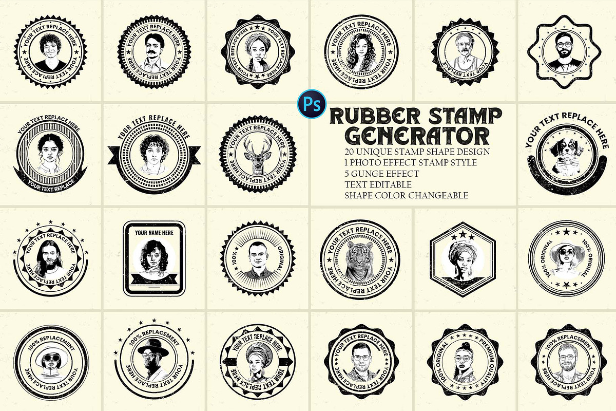 Rubber Stamp Generator, an Action Add-On by MRI STUDIO (Photo 1 of 52)