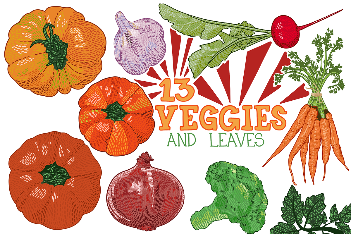 Veggie Digital Pack, a Food Illustration by Si Design Loft (Photo 3 of 5)