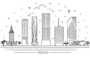 Banner of Miami City, an Outline Icon by Tettygreen