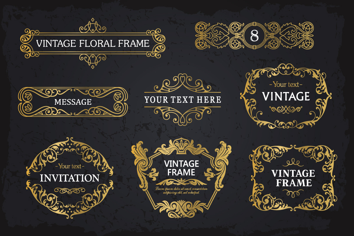 15 Golden Frames Backgrounds Set #1, an Object Graphic by Digiselector Design Goods (Photo 5 of 5)