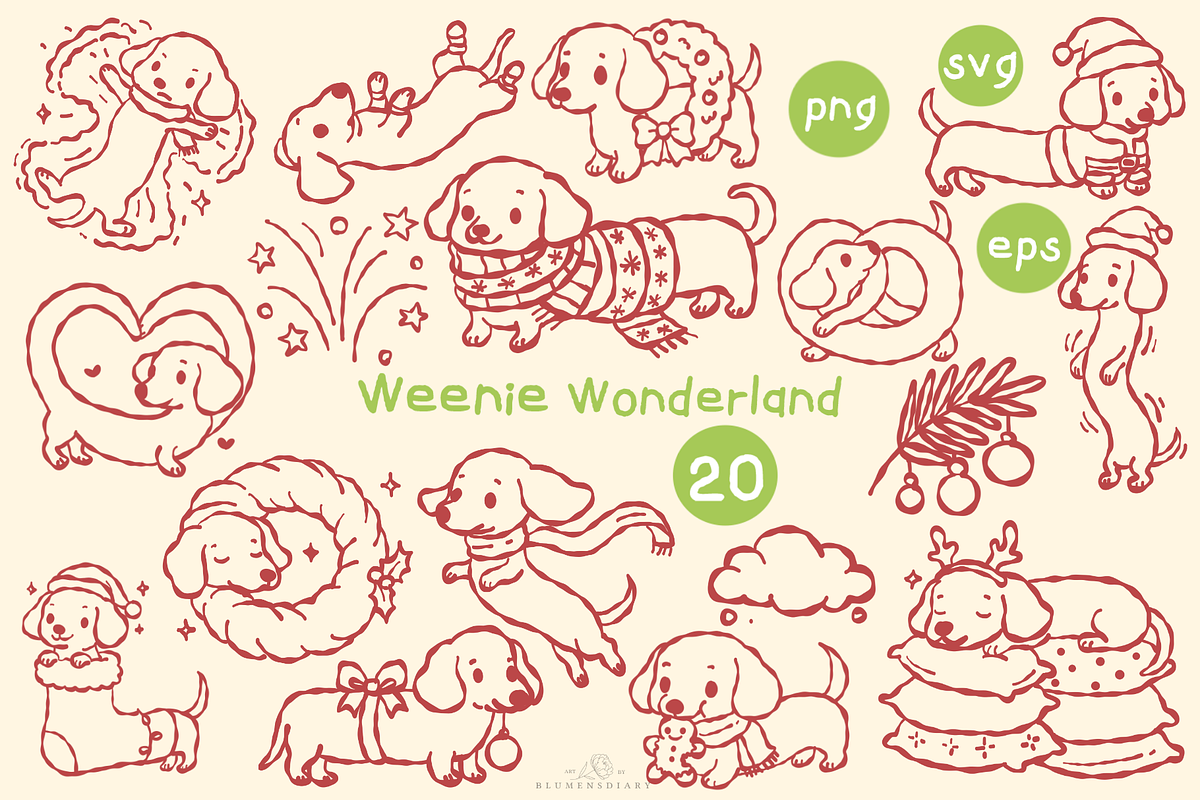 Weenie Wonderland Clipart, an Animal Illustration by Blumensdiary (Photo 1 of 5)