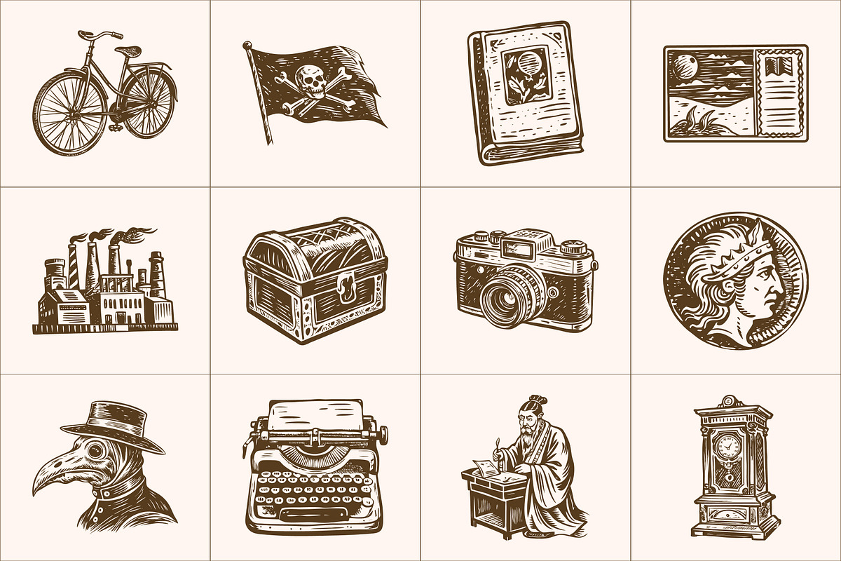 Vintage History Art Illustration Set, an Education Illustration by Prosymbols (Photo 6 of 8)