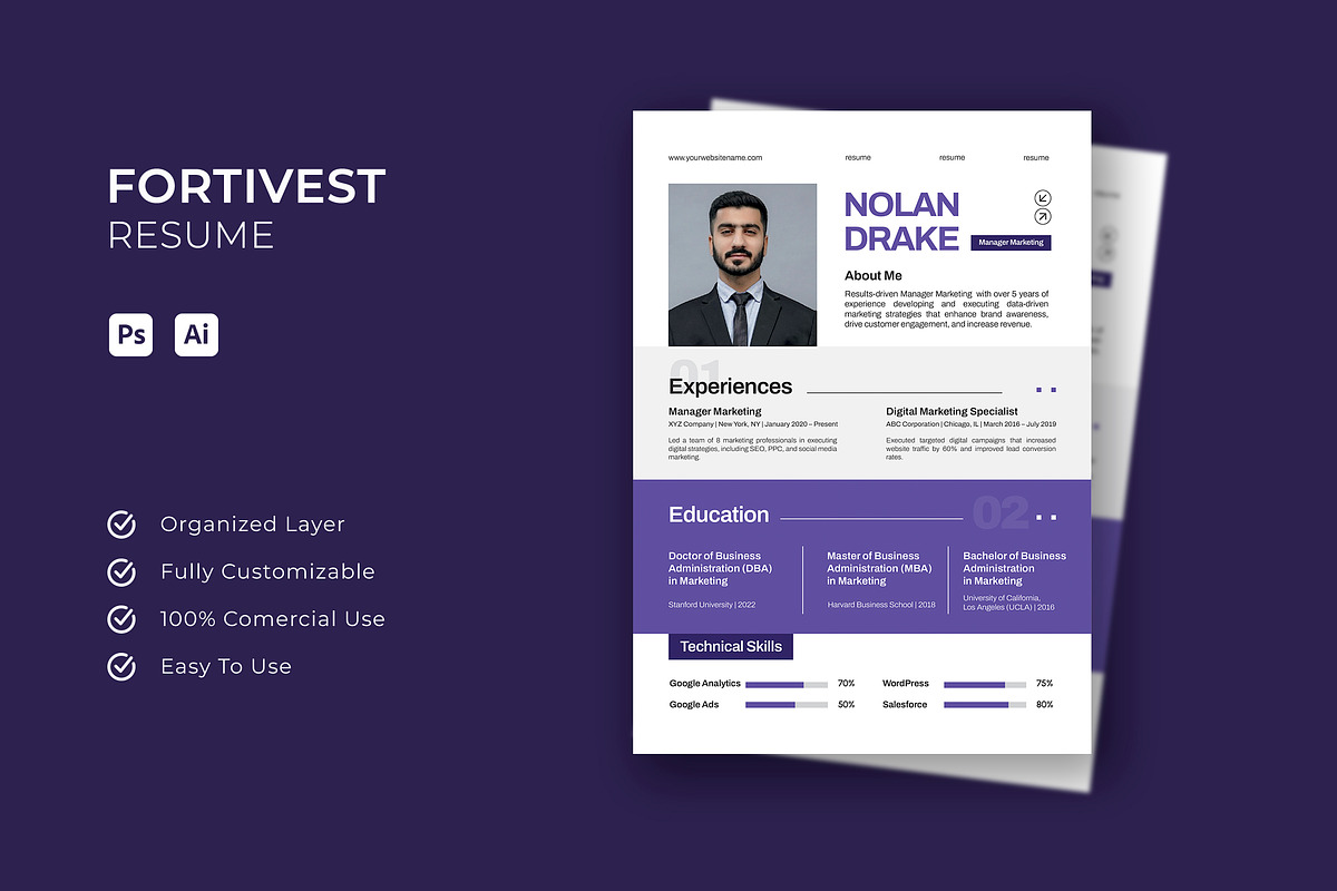 Fortivest Insurance - Resume, a Resume Template by Esensifiksi.studio (Photo 1 of 3)