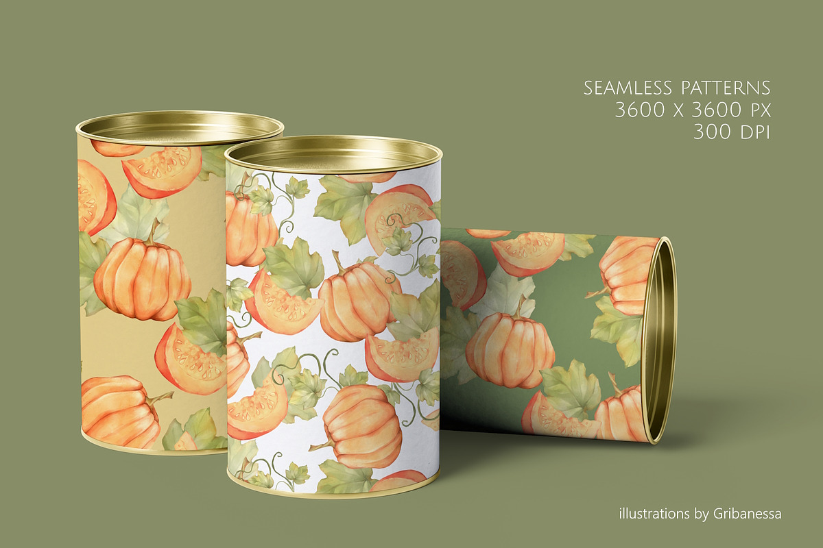 Seamless Pumpkin Pattern Set, a Pattern Graphic by Gribanessa (Photo 4 of 5)