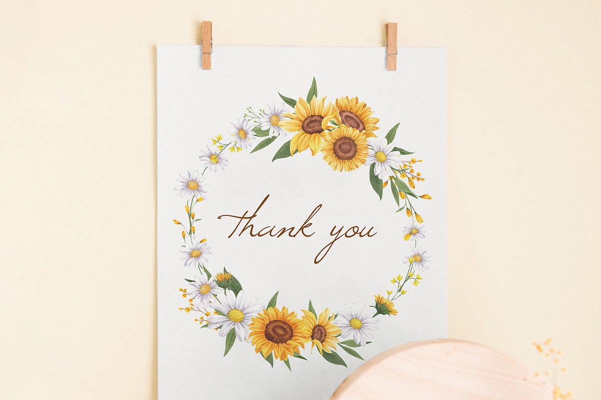 Sunflower Blooming Watercolor, an Object Illustration by CreativeValuation (Photo 10 of 15)