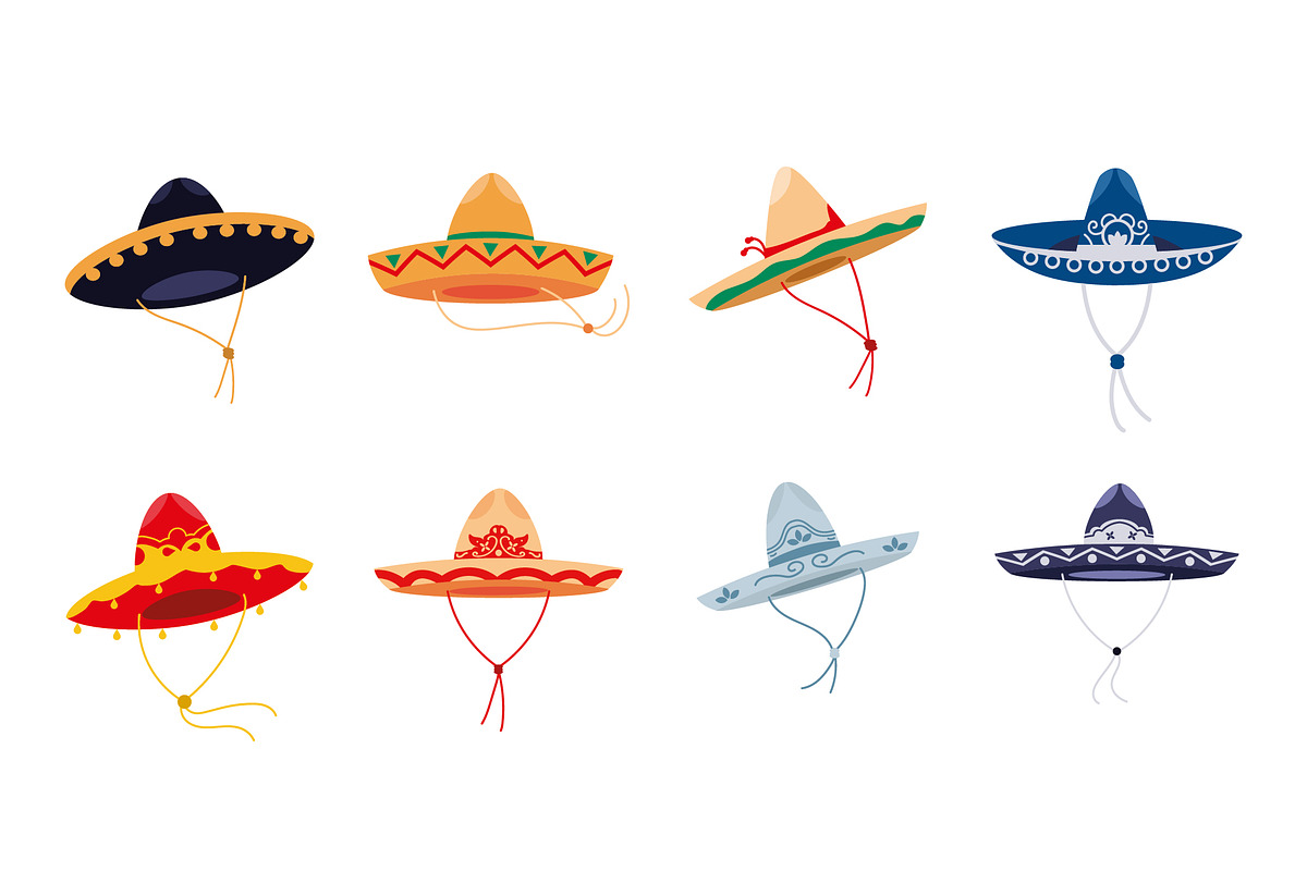 Mexico Sombrero Illustration Set