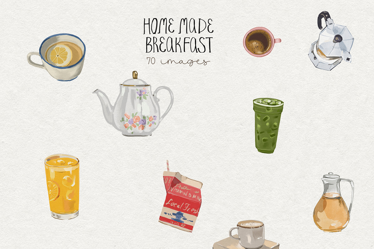 Breakfast Food PNG Images, a Decorative Illustration by whiteheartdesign (Photo 7 of 17)