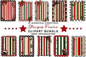 Whimsical Christmas Stripes Frame