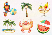 Tropical Clipart Watercolor, Cute, an Illustration by CreationArt (Thumbnail 5 of 9)