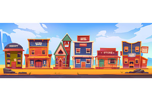 Vector Western Town With Old Wooden