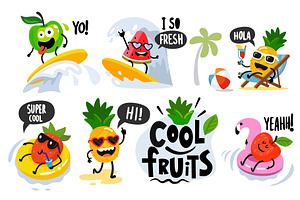 Cool fruits vector set