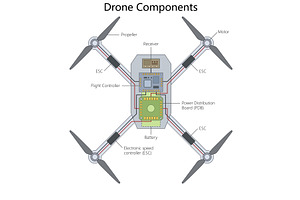 Drone Components Diagram Internal, a Technology Illustration by AlexArt