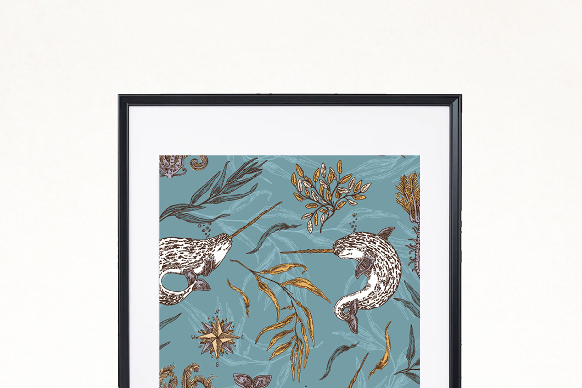 Narwhals. Seamless patterns., a Pattern Graphic by Kseniakrop (Photo 3 of 7)