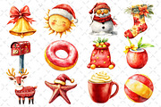 Watercolor Christmas in July Clipart, an Illustration by Dream Creation (Thumbnail 4 of 4)