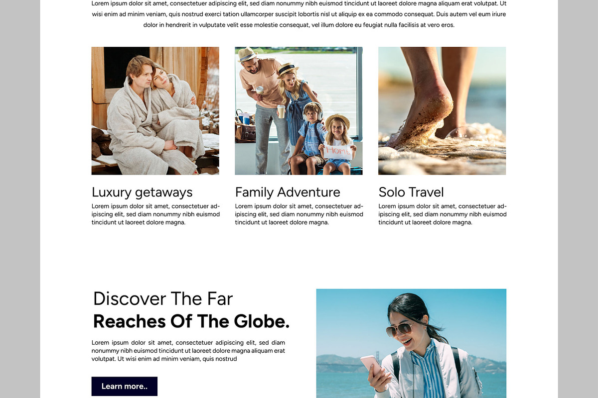 Travel Agency Landing Page, an UI Kit Template by CreativeShaper (Photo 3 of 5)