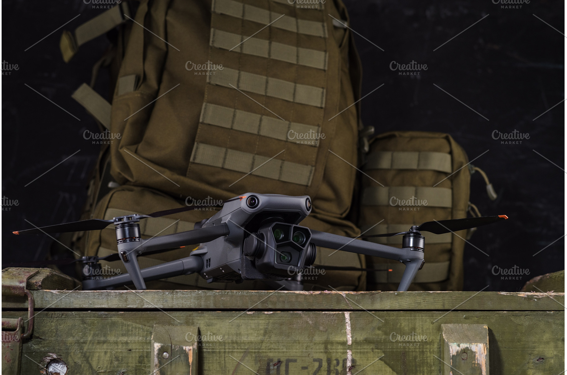 Drone with camera. Drone with three, a Technology Photo by Stockphoto by vzwer