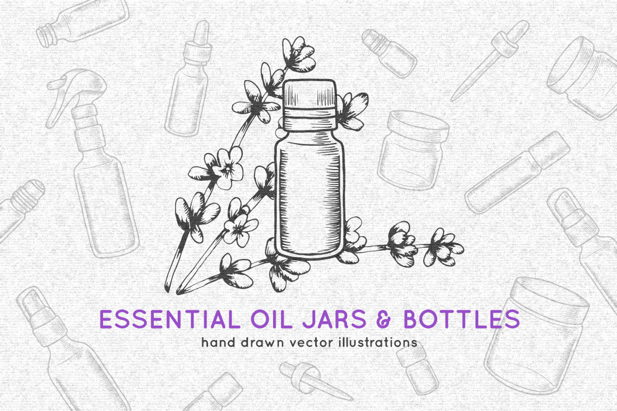 Essential oil jars and bottles, a Healthcare Illustration by Chelovector (Photo 1 of 3)