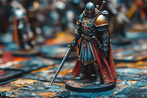 Miniature knight stands ready for ba, a Photo by Tanuart