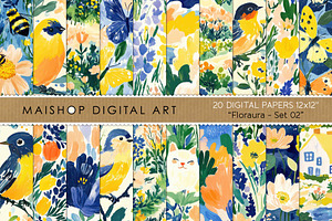 Modern Floral Seamless Patterns, a Pattern Graphic by Maishop