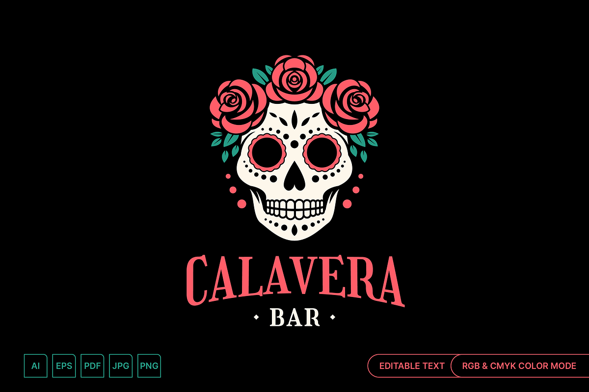Calavera Skull Bar Logo, a Branding & Logo Template by muhisya