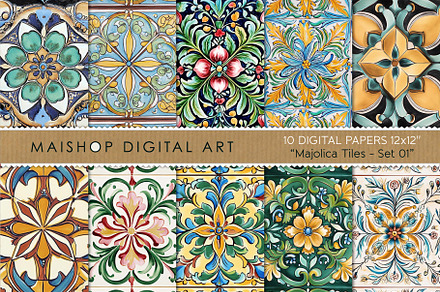 Majolica Tiles Digital Papers