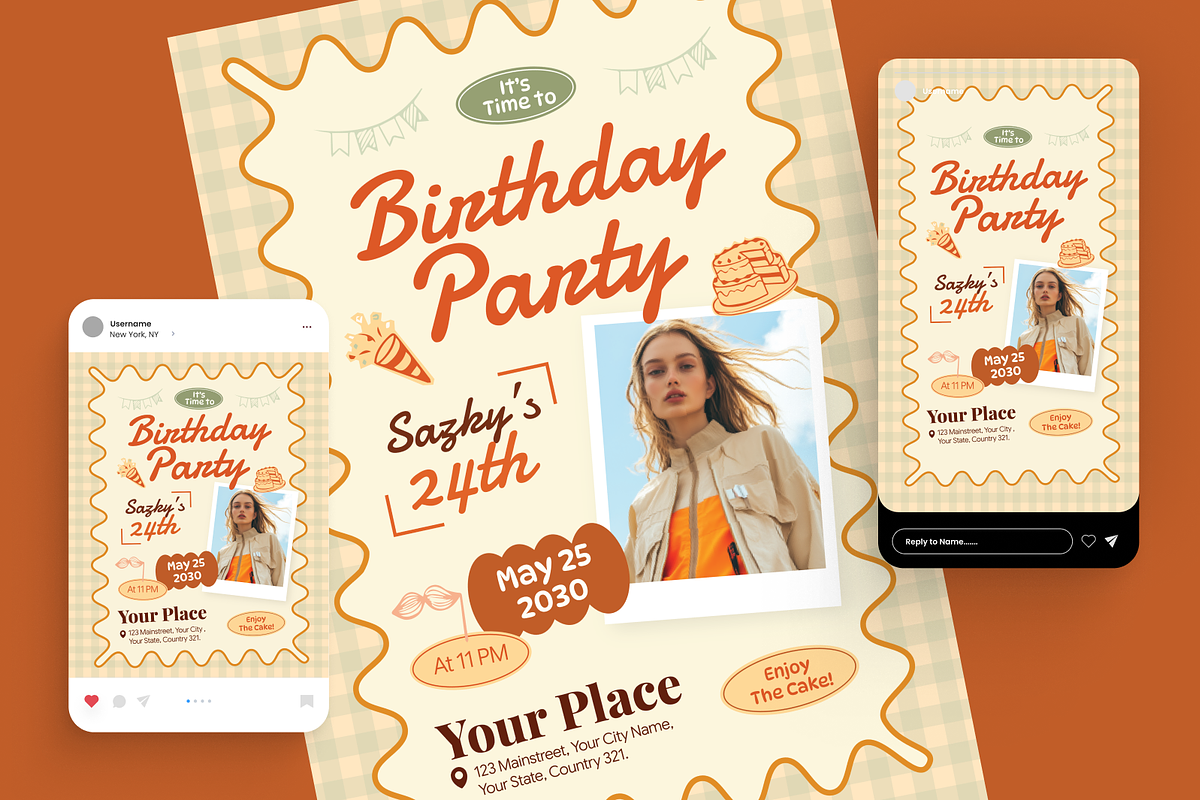 Birthday Party Flyer Set, a Flyer Template by Annora Studio (Photo 2 of 6)