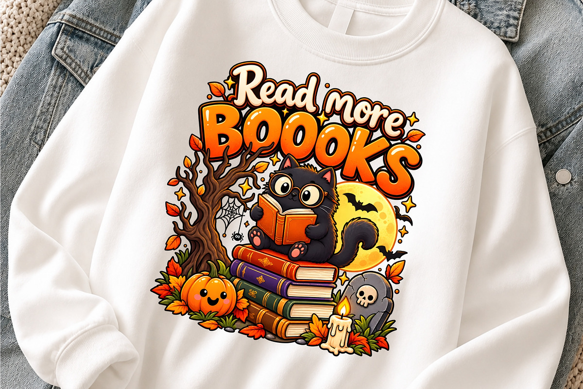 Halloween Reading Cat Book Lover PNG, an Object Graphic by Zahyl Studio (Photo 3 of 7)