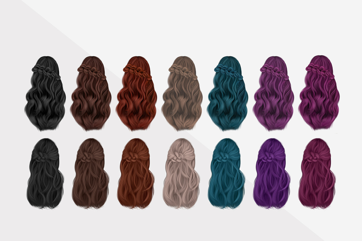 70 Hand Drawn Women's Hair Bundle, an Illustration by Type Maven (Photo 4 of 7)