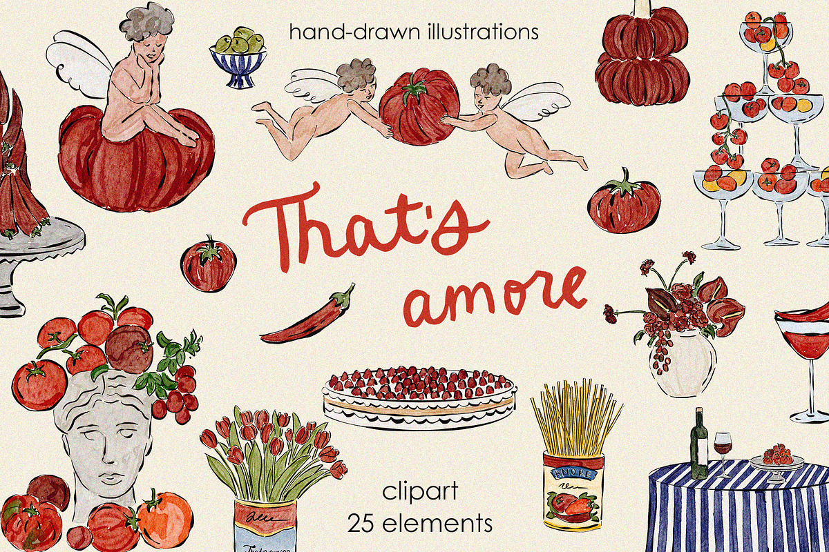 That's Amore Italian Summer Clipart, an Object Illustration by Teresa Art Store (Photo 1 of 6)