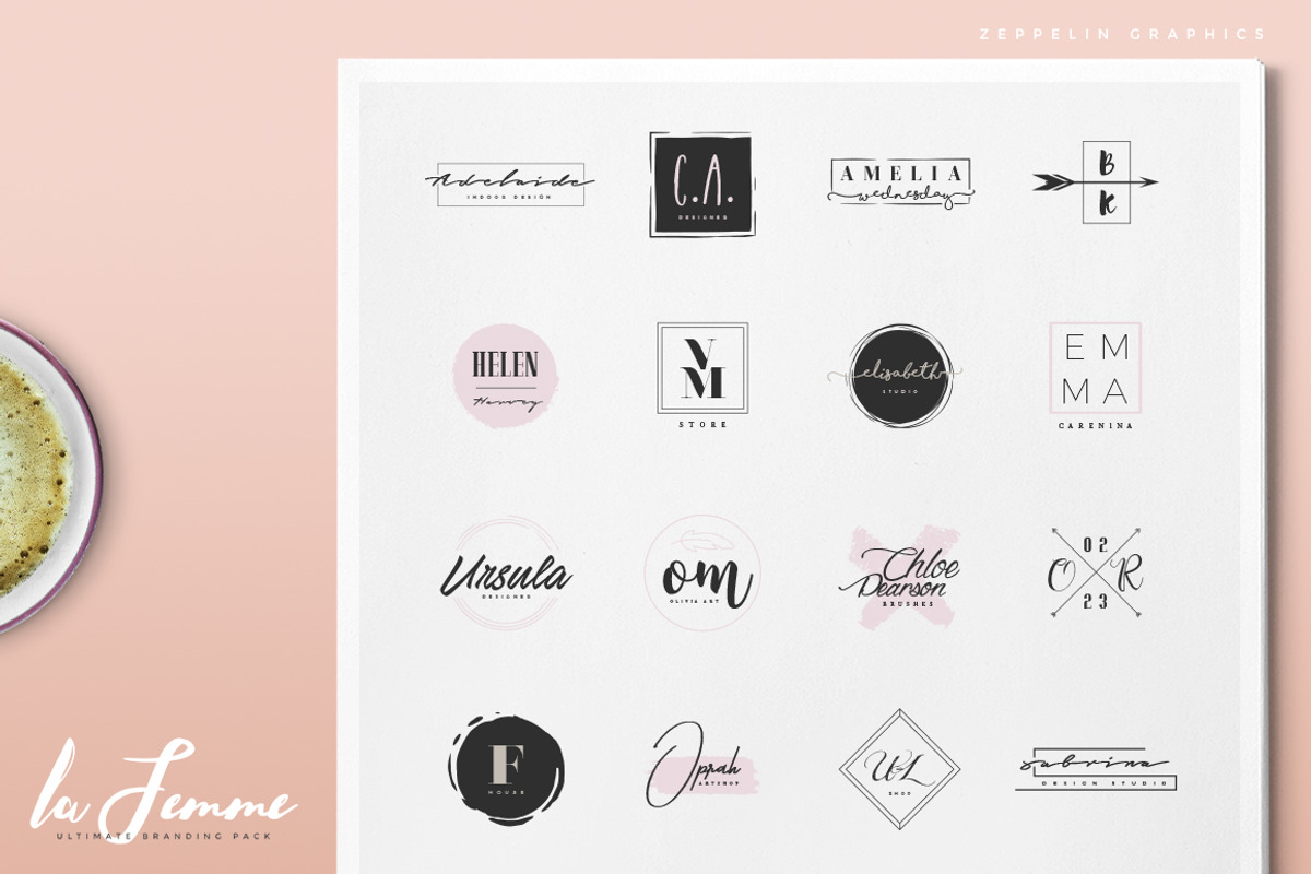 250 Feminine Logos Pack, a Branding & Logo Template by Graphicdome (Photo 4 of 27)