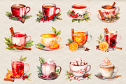 Christmas Drinks Watercolor Clipart, an Illustration by VeronikaArt (Thumbnail 2 of 6)