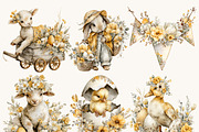 Watercolor Farmhouse Easter Clipart, an Object Illustration by BusyDaydesign (Thumbnail 2 of 9)
