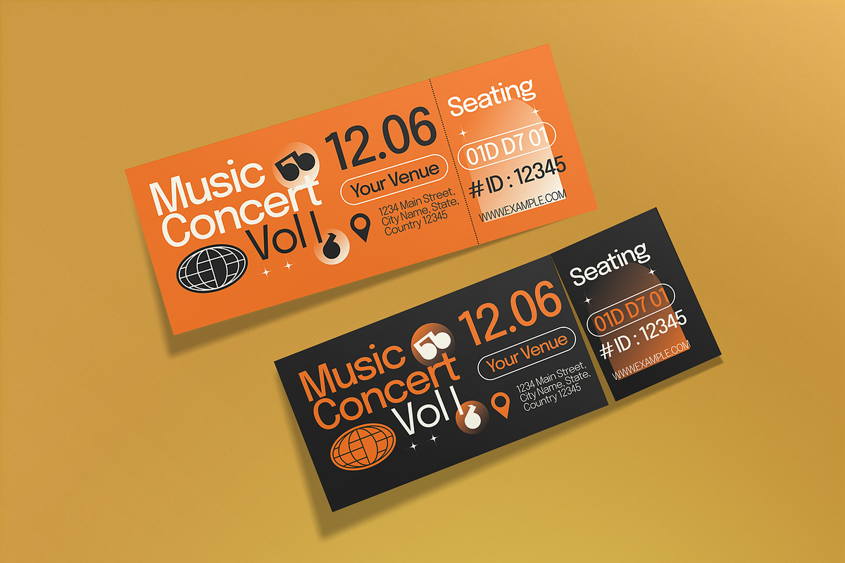 Antidesign Music Concert Ticket, a Card Template by graphicook (Photo 3 of 3)